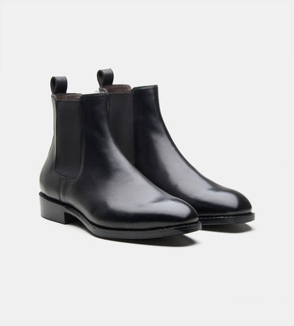 Hand-Welted Classic Chisel Toe Black Chelsea Boots