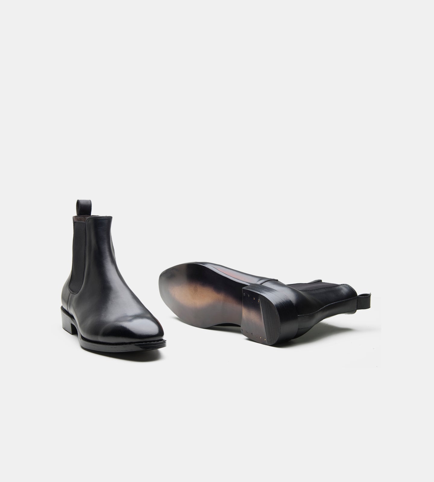 Hand-Welted Classic Chisel Toe Black Chelsea Boots
