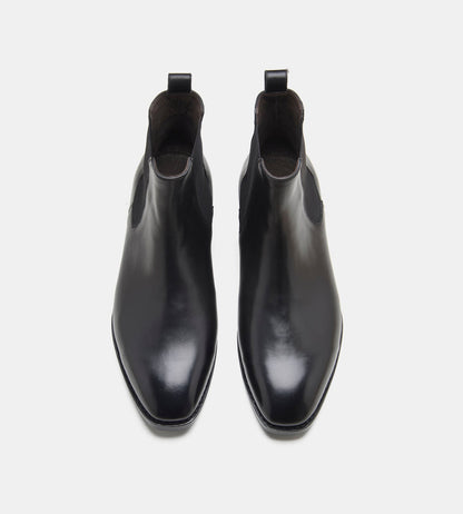 Hand-Welted Classic Chisel Toe Black Chelsea Boots