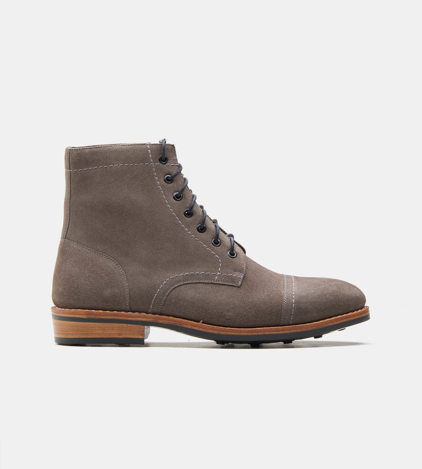 Hand-Welted Grey Suede Captoe Boot
