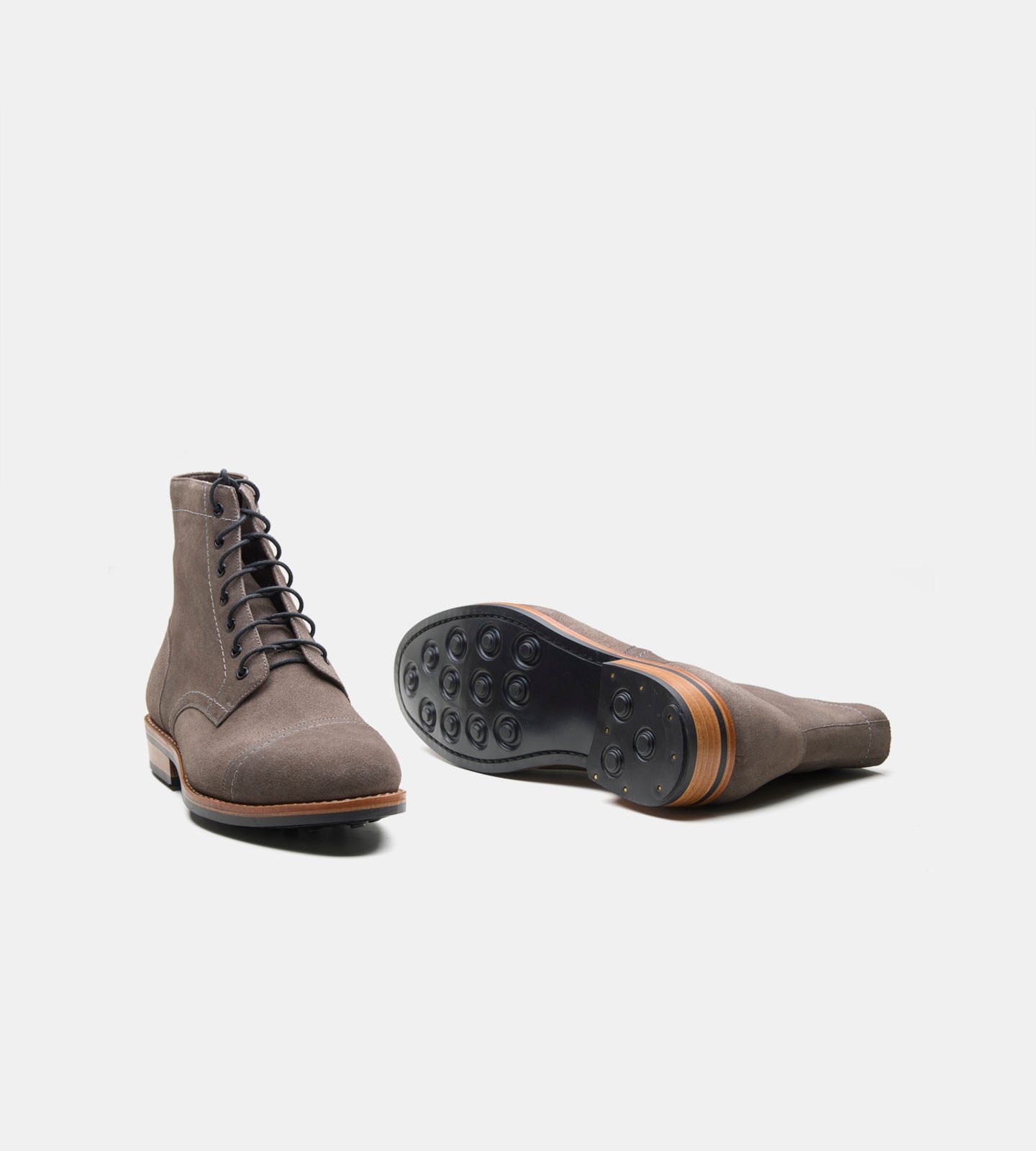 Hand-Welted Grey Suede Captoe Boot