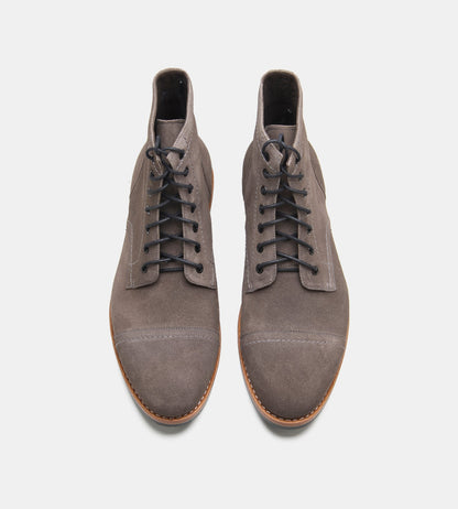 Hand-Welted Grey Suede Captoe Boot