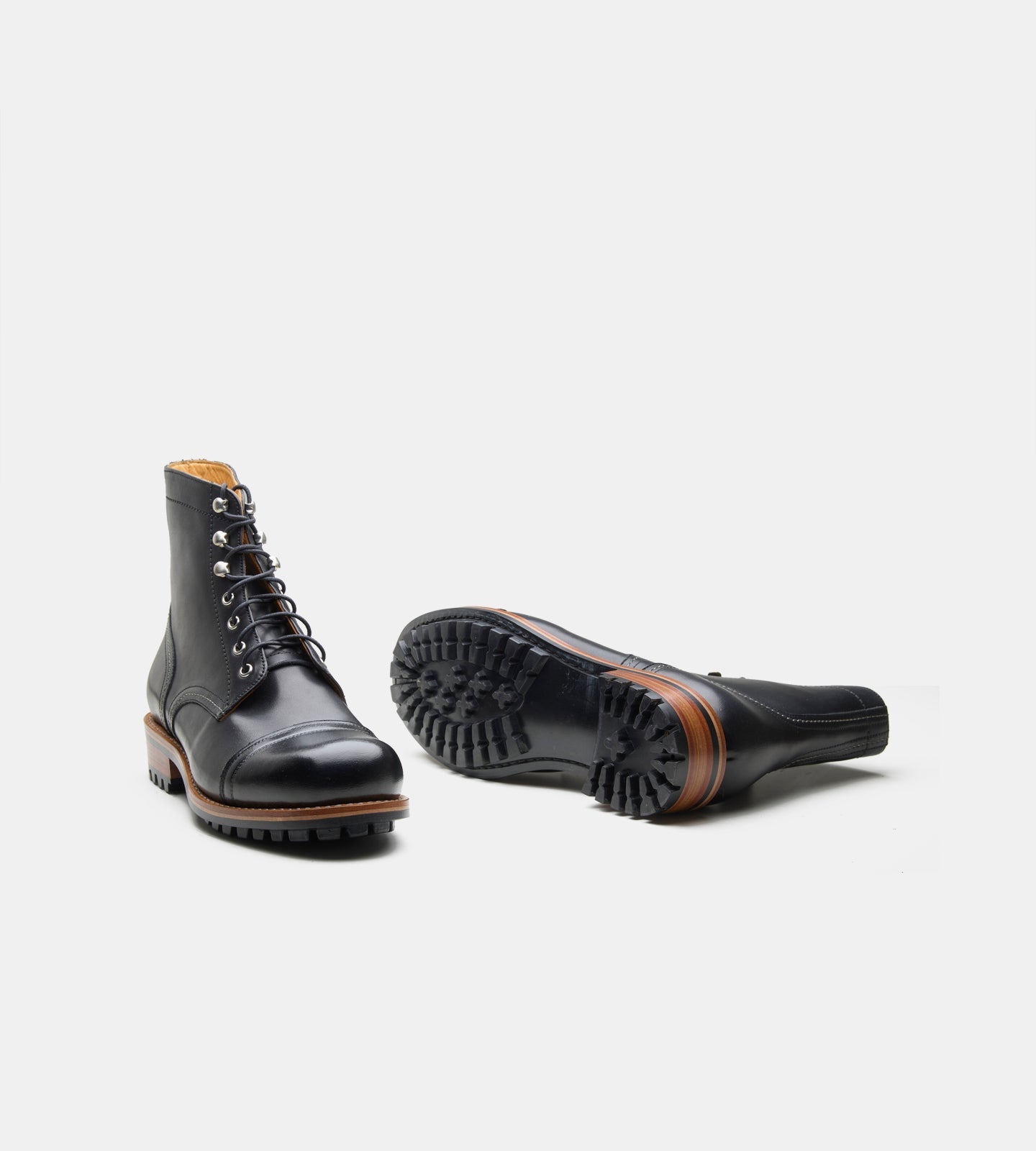 Hand-Welted Black Full Grain Work Boot