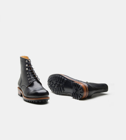 Hand-Welted Black Full Grain Work Boot