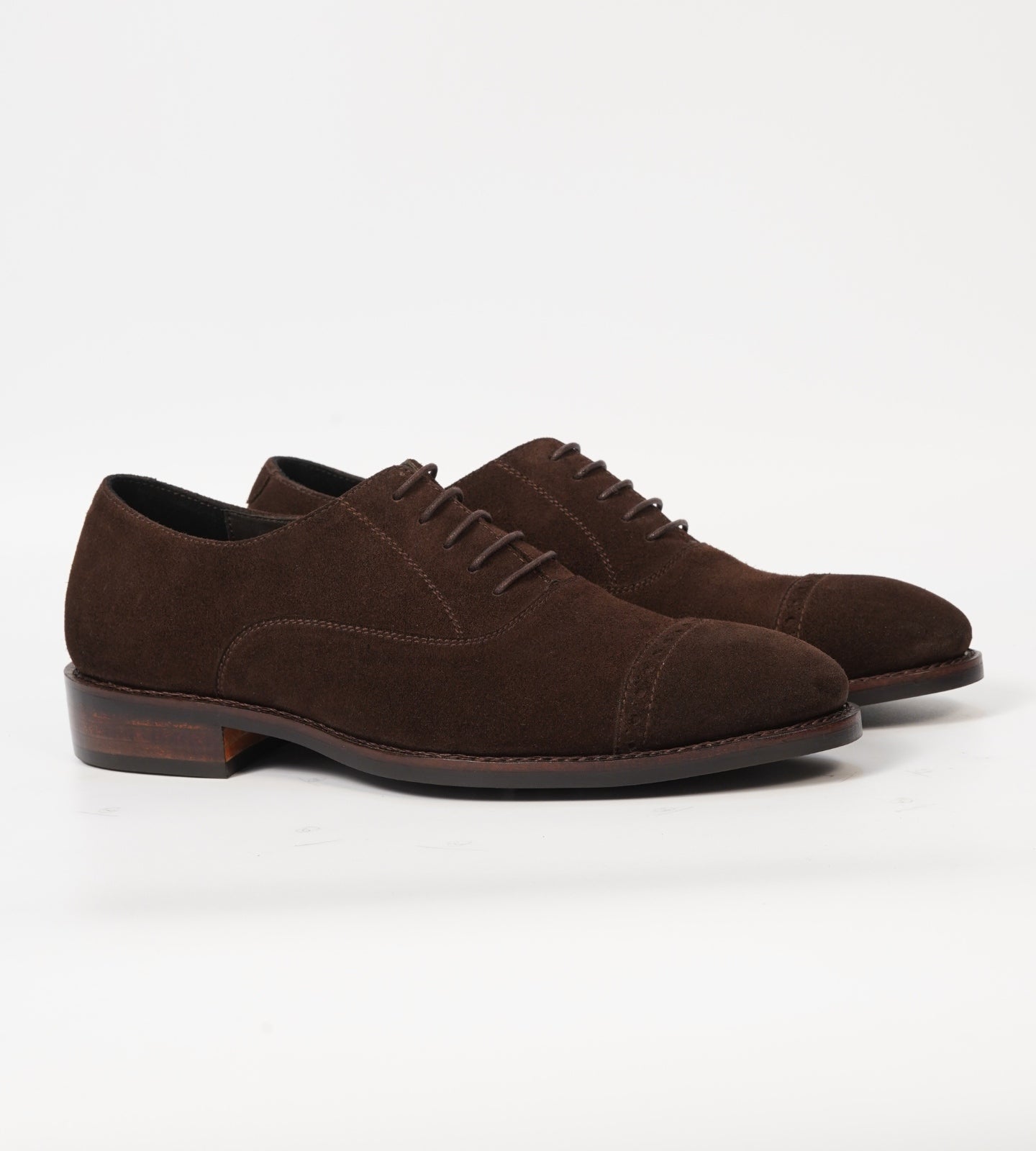 Hand-Welted Brown Suede Captoe Brogue Oxford