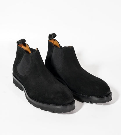 Hand-Welted Comfort Black Suede Chelsea Boot
