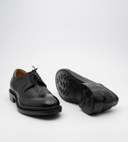 Hand-Welted Classic Black Longwing Blucher Shoe