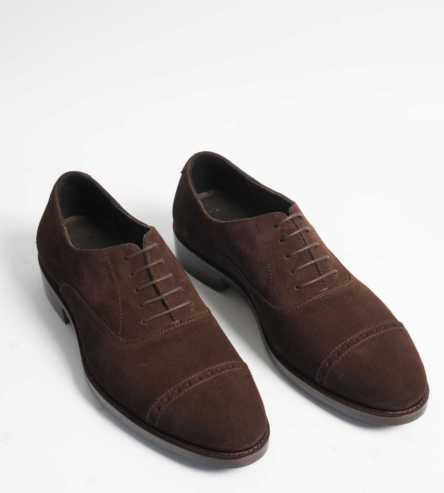 Hand-Welted Brown Suede Captoe Brogue Oxford