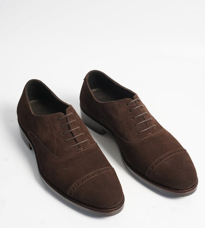 Hand-Welted Brown Suede Captoe Brogue Oxford