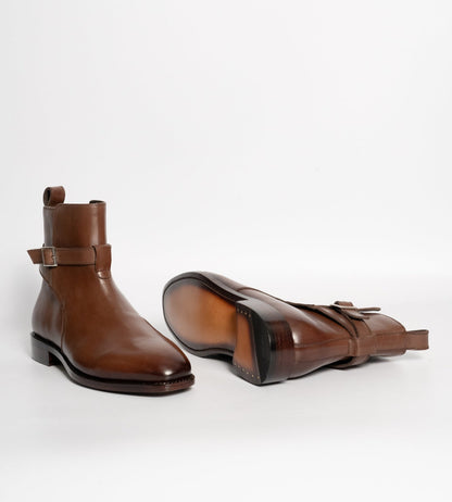Hand-Welted Chisel Toe Brown Full Grain Jodhpur Boot