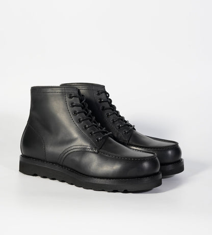 Hand-Welted Black Oiled Leather Moctoe Boot