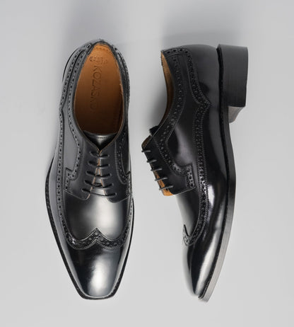 Michigan Black Calf Chiselled Toe Wingtip Derby Shoe