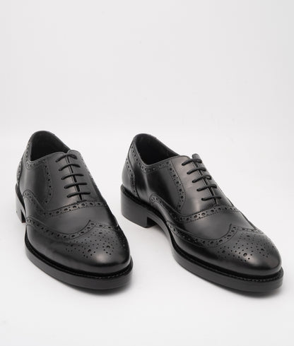 Hand-Welted Full Black Wingtip Oxfords