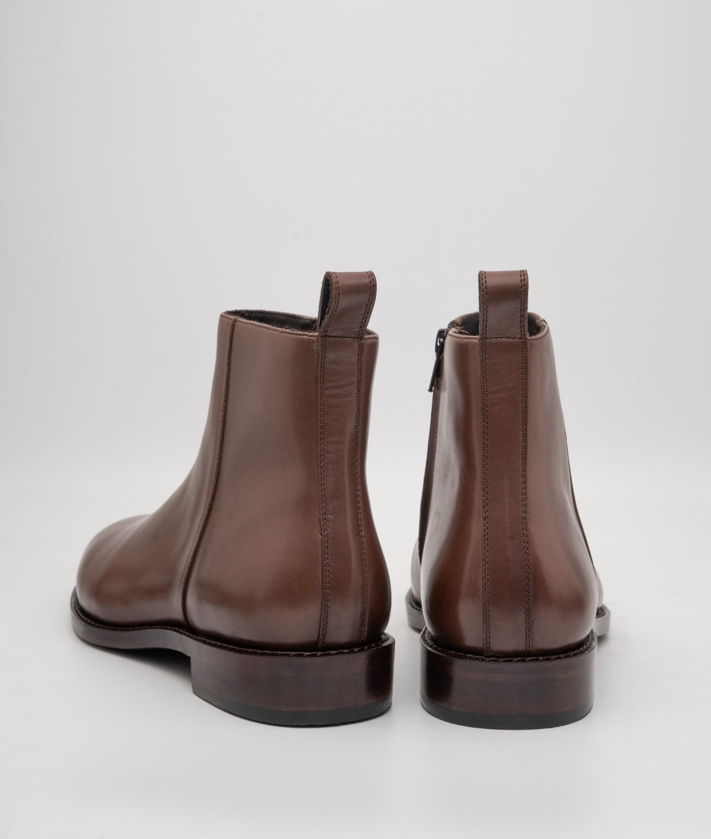 Hand-Welted Brown Zipper Chelsea Boot