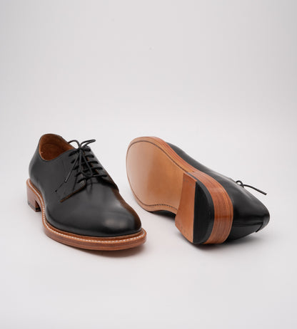 Hand-Welted Black Plain Toe Blucher