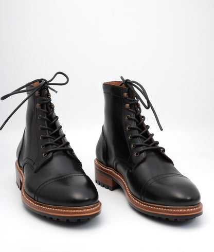Hand-Welted Classic Black Captoe Boot
