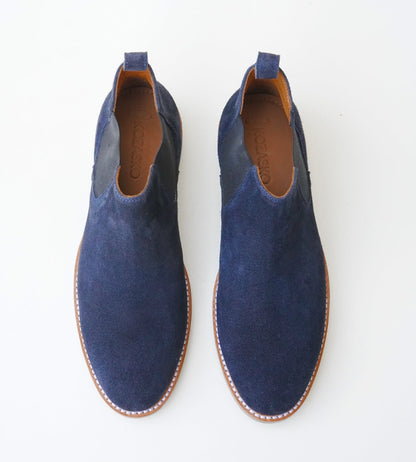 Hand-Welted Classic Navy Suede Chelsea Boot