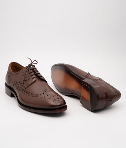 Hand-Welted Brown Wingtip Derby