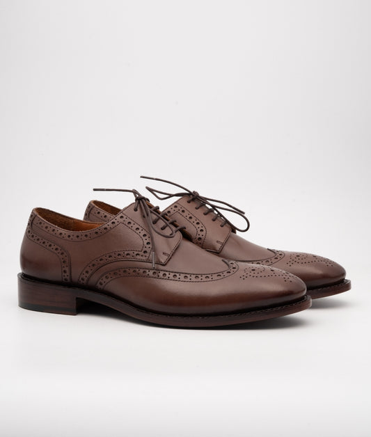 Hand-Welted Brown Wingtip Derby