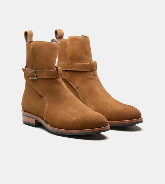 Hand-Welted Caramel Suede Jodhpur Boot