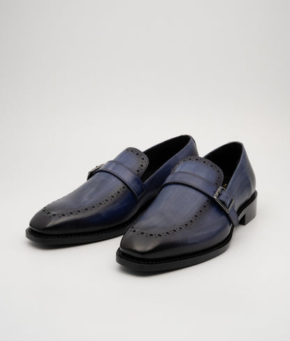 Hand Welted Dual Tone Navy Strap Loafer