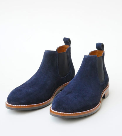 Hand-Welted Classic Navy Suede Chelsea Boot