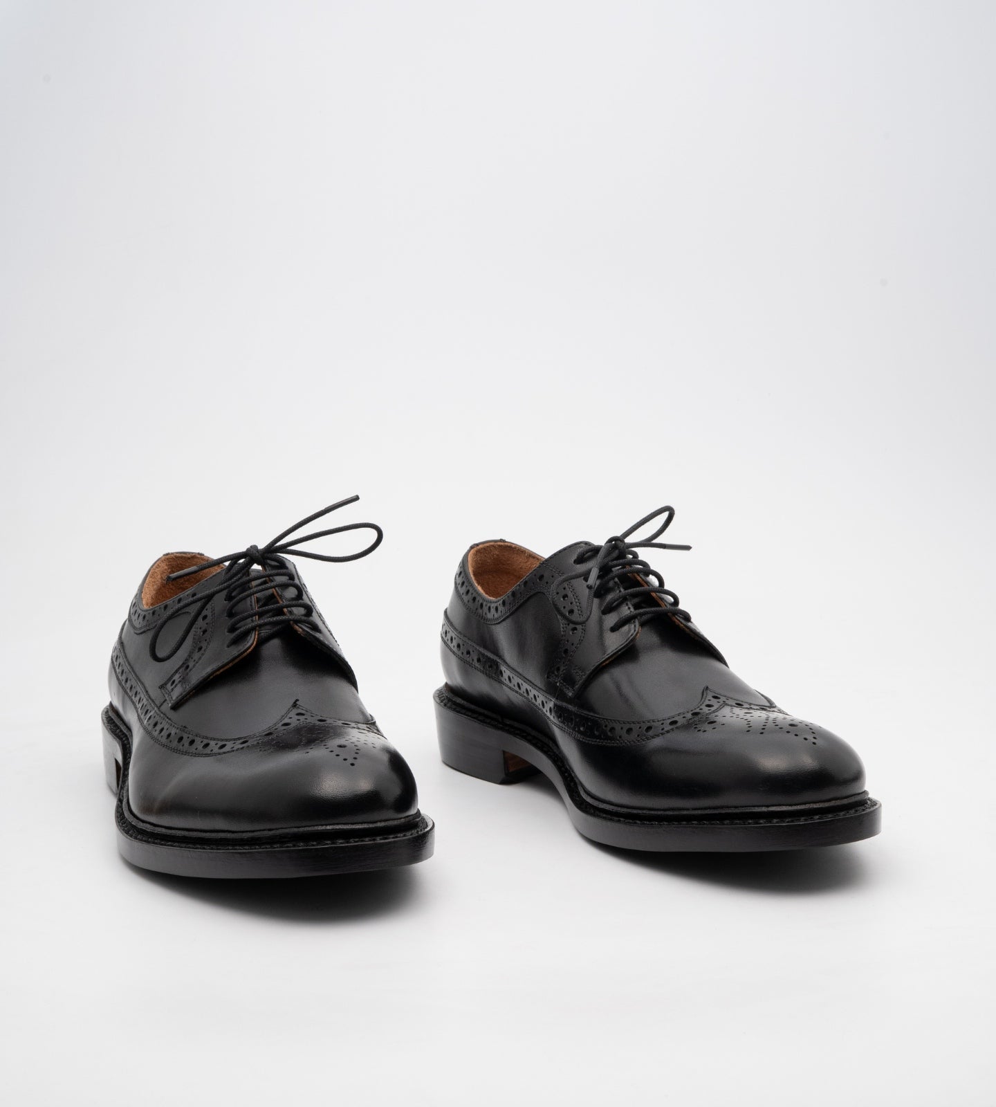 Hand-Welted Classic Black Longwing Blucher Shoe