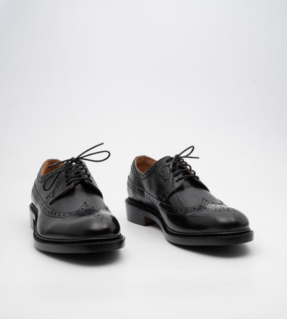 Hand-Welted Classic Black Longwing Blucher Shoe