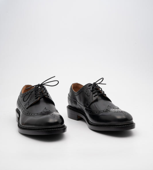 Hand-Welted Classic Black Longwing Blucher Shoe