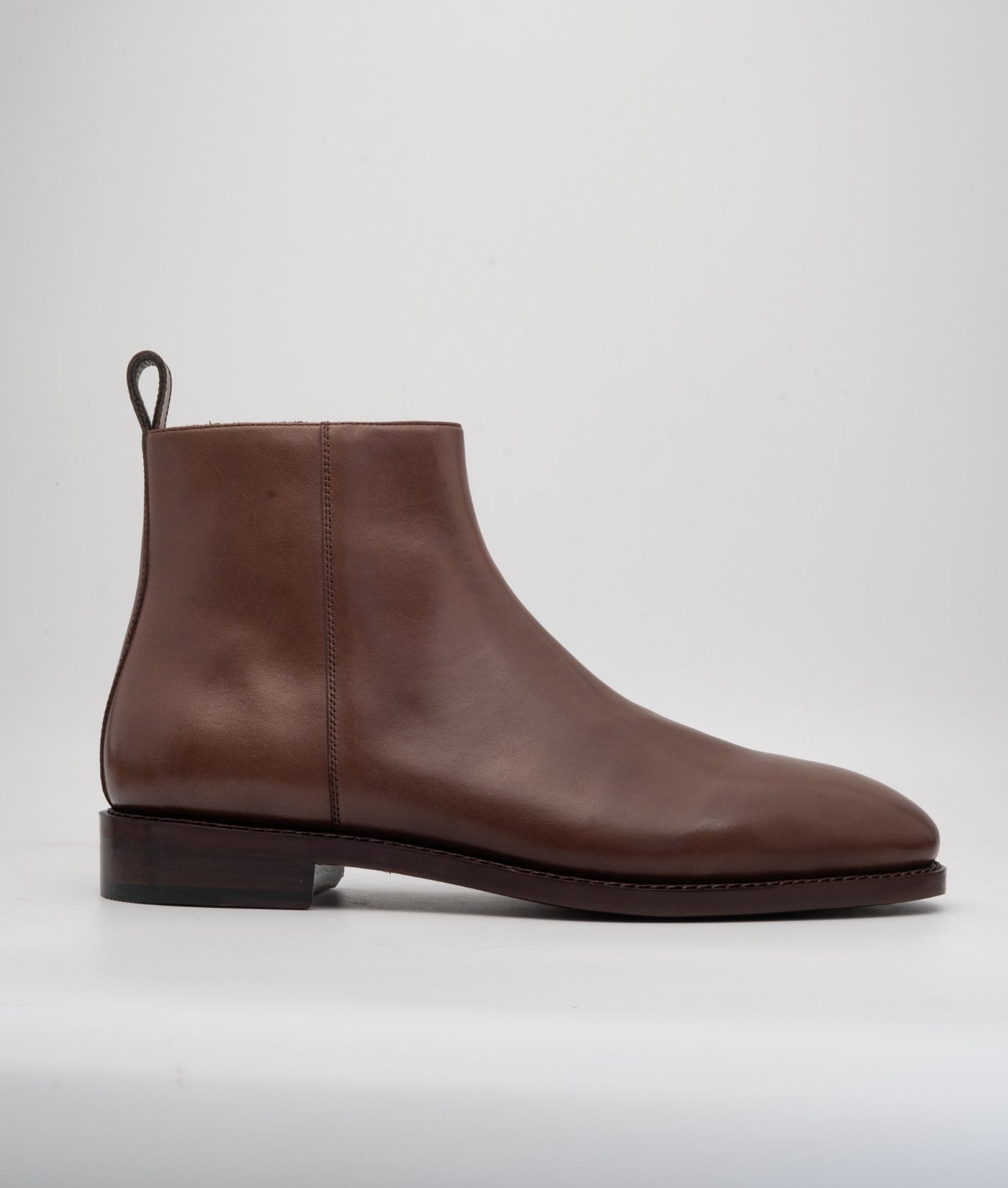 Hand-Welted Brown Zipper Chelsea Boot