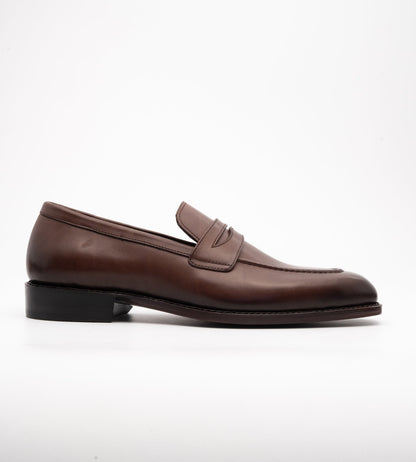Hand Welted Chisel Toe Brown Penny Loafer