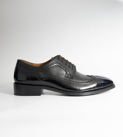 Michigan Black Calf Chiselled Toe Wingtip Derby Shoe
