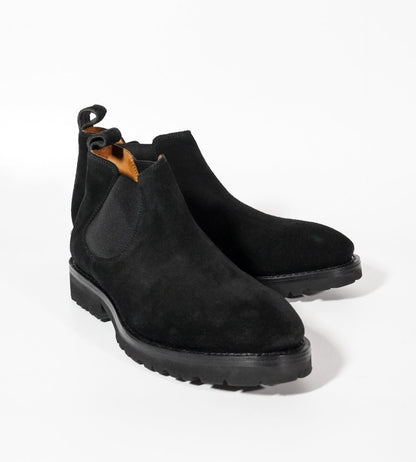 Hand-Welted Comfort Black Suede Chelsea Boot