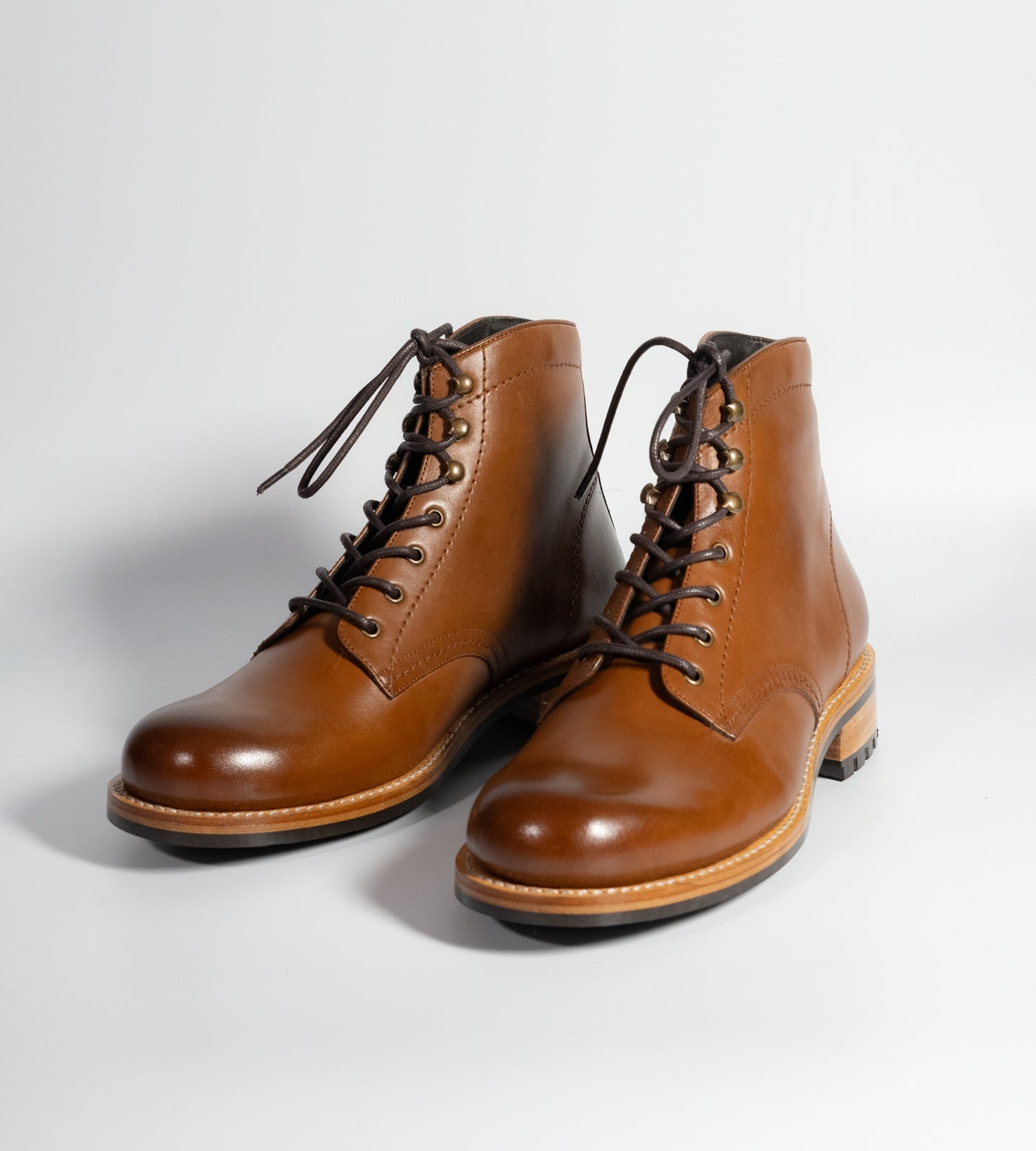 Hand-Welted Tan Leather Work Boot