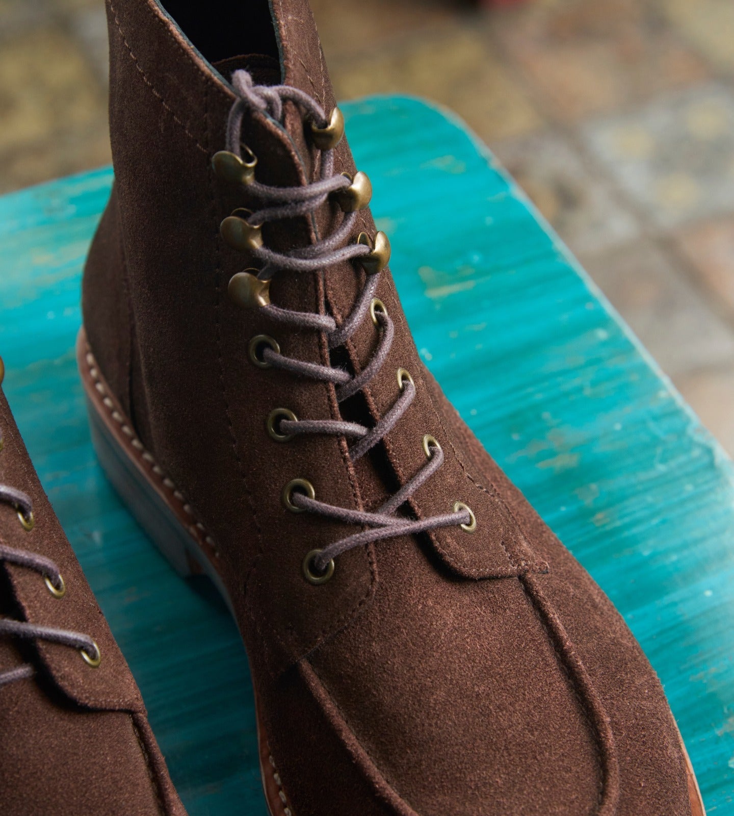 Hand-Welted Brown Suede Split Toe Derby Boot