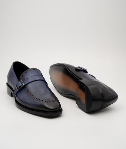 Hand Welted Dual Tone Navy Strap Loafer