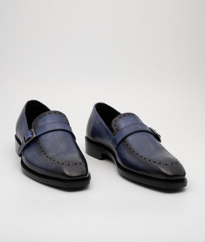 Hand Welted Dual Tone Navy Strap Loafer