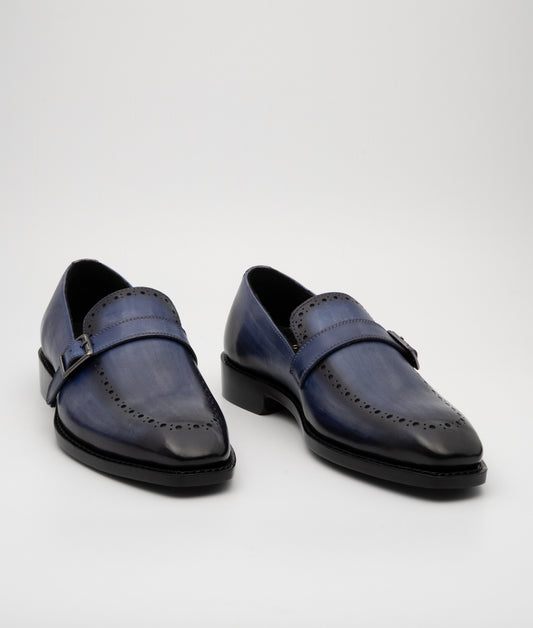 Hand Welted Dual Tone Navy Strap Loafer