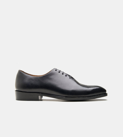 Hand-Welted Chisel Toe Black Wholecut Oxfords