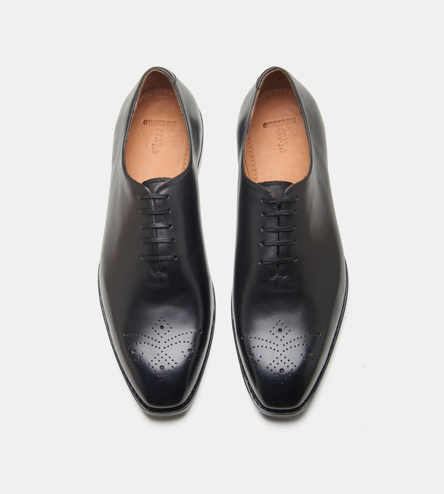 Hand-Welted Chisel Toe Black Wholecut Oxfords