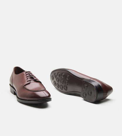 Hand-Welted Mahogany Split Toe Derby