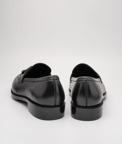 Hand Welted Black Full Grain Leather Tassel Loafer