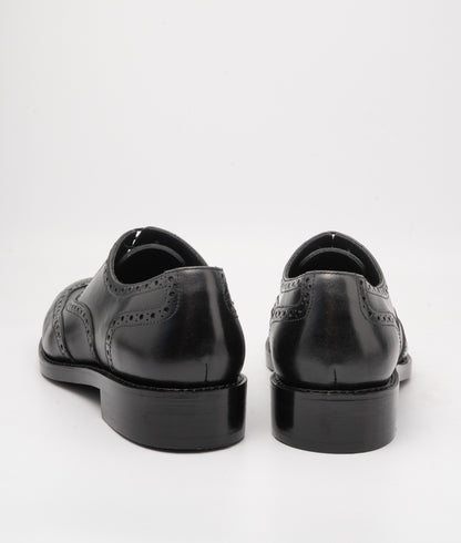 Hand-Welted Full Black Wingtip Oxfords