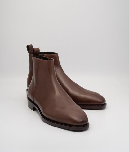 Hand-Welted Brown Zipper Chelsea Boot