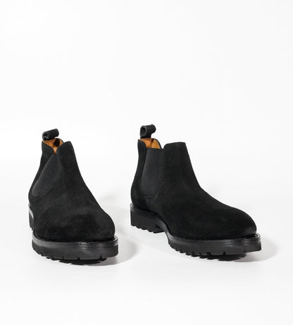 Hand-Welted Comfort Black Suede Chelsea Boot