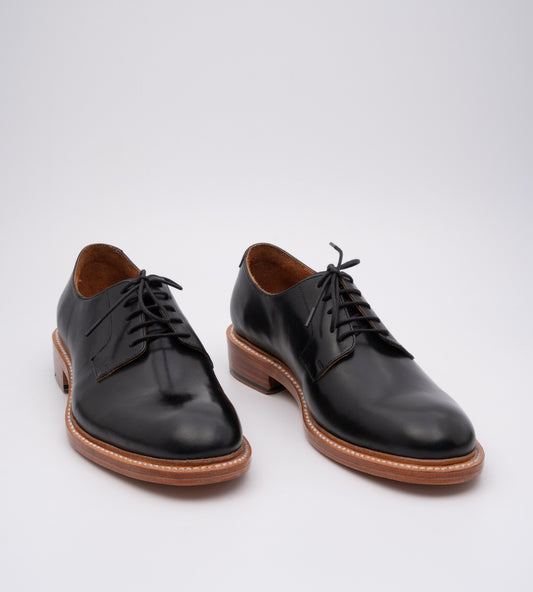 Hand-Welted Black Plain Toe Blucher