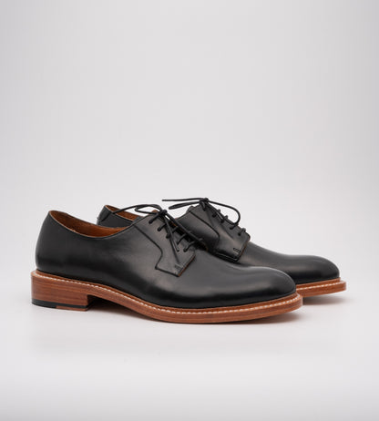 Hand-Welted Black Plain Toe Blucher