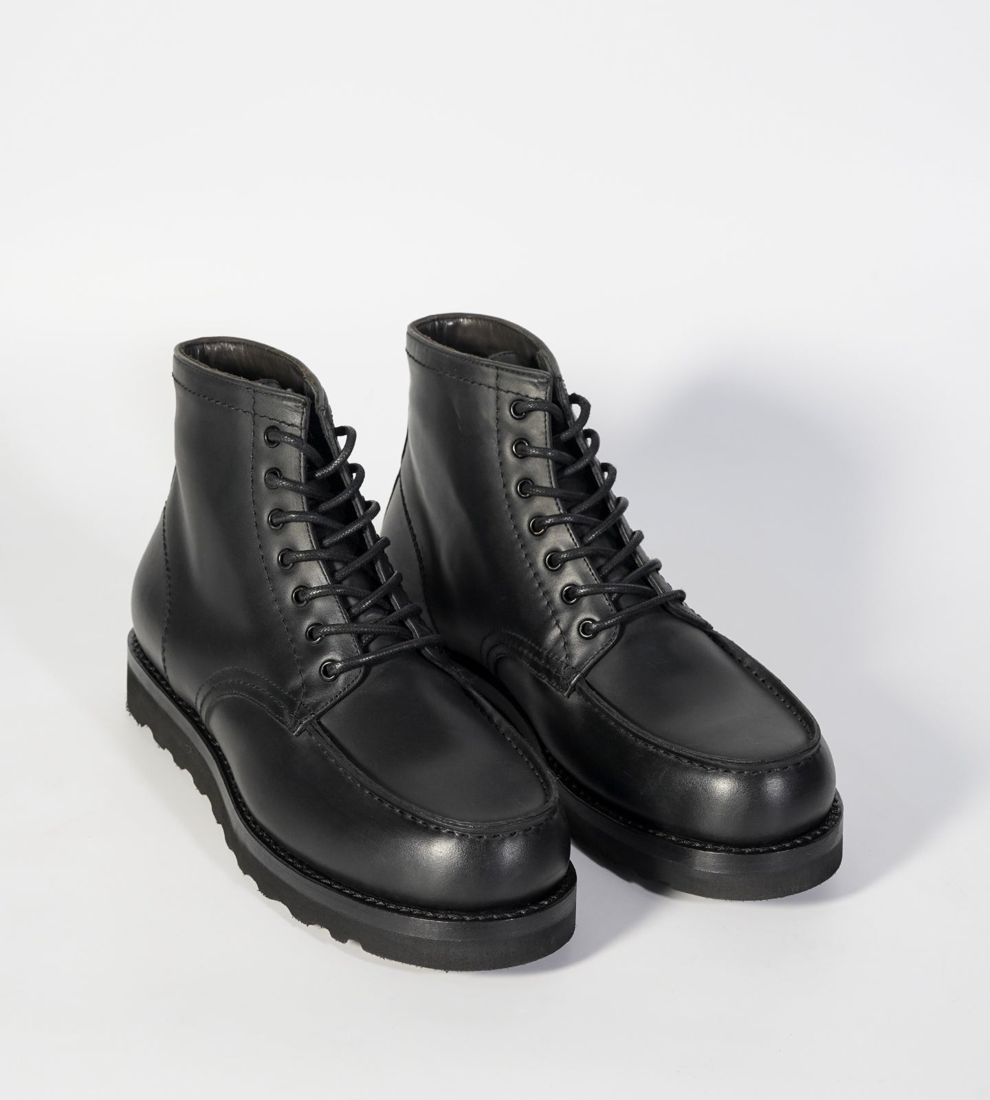 Hand-Welted Black Oiled Leather Moctoe Boot