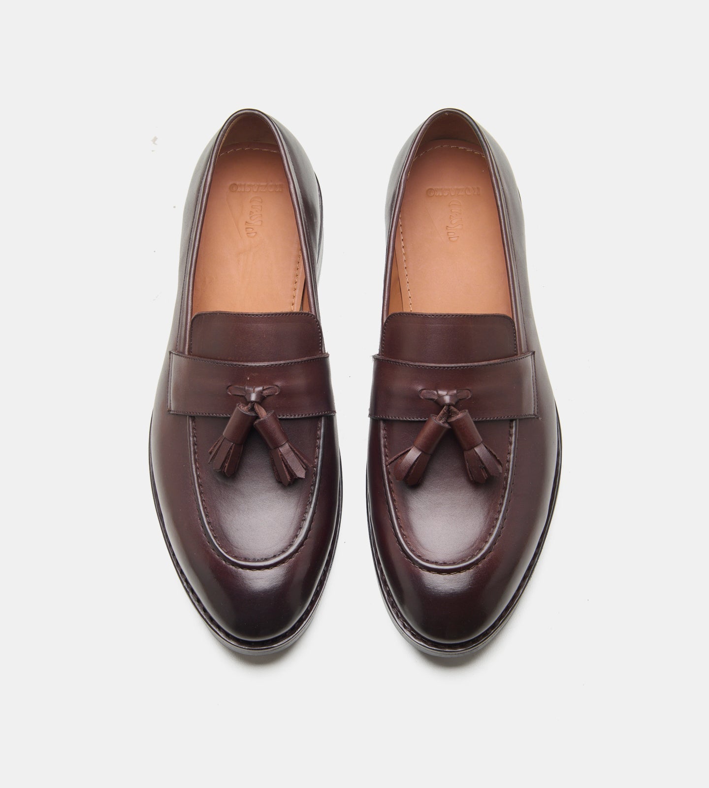 Hand-Welted Brown Tassel Loafers