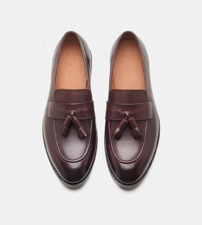 Hand-Welted Brown Tassel Loafers